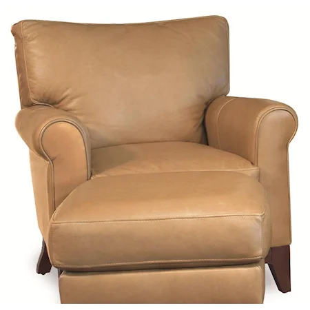 Transitional Stationary Leather Upholstered Chair